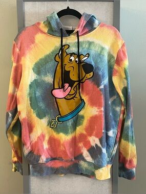 NWOT Scooby-Doo! Hoodie Womens Small Sweatshirt Tie-Dye Graphic Print Cartoon